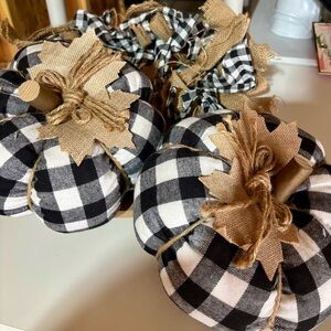Black and White Checkered Fabric Pumpkins